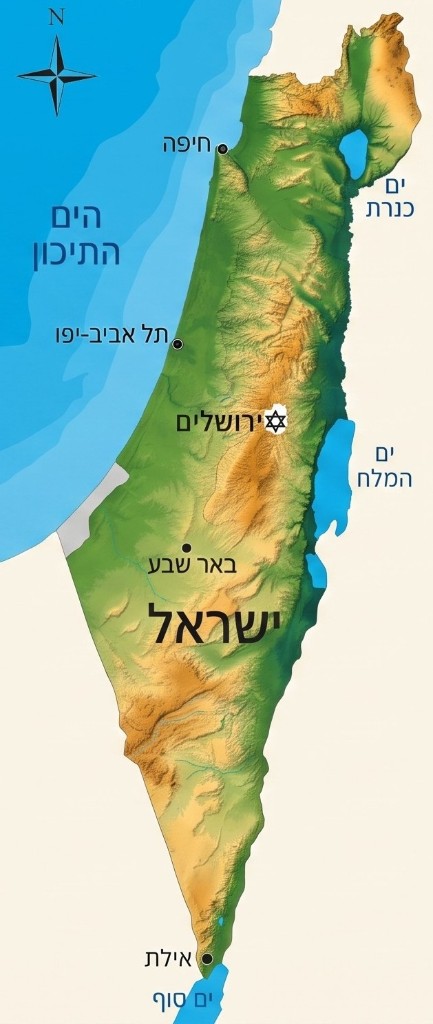 מפת ישראל טופוגרפית
